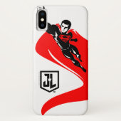Coques Case-Mate iPhone Ligue de Justice | Superman Flying Noir Pop Art (Dos)