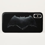 Coque iPhone X Ligue de Justice | Symbole de batman métallique<br><div class="desc">Voici le symbole de batte métallique usé de Batman, tiré du film de la Ligue de la Justice.</div>