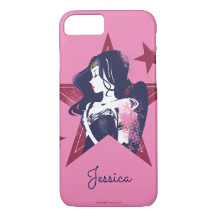Coque iPhone 7 Ligue de Justice   Wonder Woman & Stars Pop Art