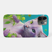 Coques Case-Mate iPhone Lilac Chat Siamese en fleurs Lilac sur Turquoise (Dos (Horizontal))
