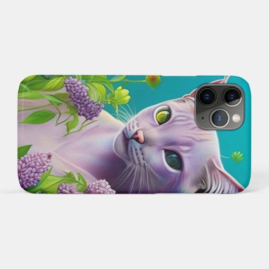 Coques Case-Mate iPhone Lilac Chat Siamese en fleurs Lilac sur Turquoise (Dos (Horizontal))