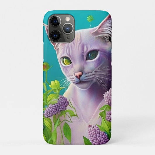 Coques Case-Mate iPhone Lilac Chat Siamese en fleurs Lilac sur Turquoise (Dos)