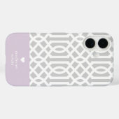 Coques Case-Mate iPhone Lilac et Grey Trellis Monogramme cardiaque (Verso (horizontal))