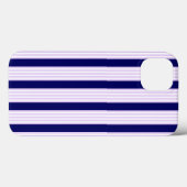 Coques Case-Mate iPhone Lilac et rayures blanches motif avec bleu marine (Verso (horizontal))