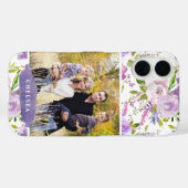 Coques Case-Mate iPhone Lilac Floral Photo et Monogramme (Verso (horizontal))