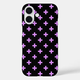 Coques iPhone 16 Lilac polka croise sur noir