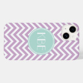 Coques Case-Mate iPhone Lilac Purple et Mint Chevron Monogramme (Verso (horizontal))
