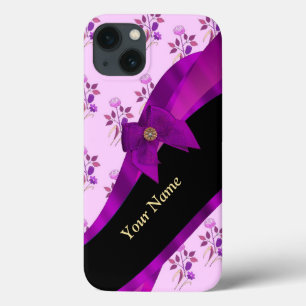iPhone 13 Case Lilac violet vintage fleurie motif