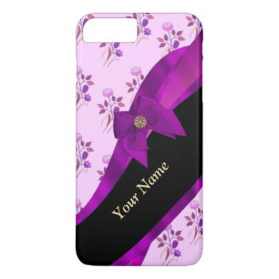 Coque iPhone 7 Plus Lilac violet vintage fleurie motif