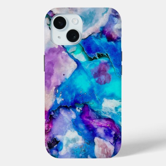 Coques Case-Mate iPhone Lilas Bleu Sarcelle Abstrait Aquarelle (Verso)