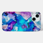 Coques Case-Mate iPhone Lilas Bleu Sarcelle Abstrait Aquarelle (Verso (horizontal))