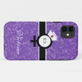 Coques Case-Mate iPhone Lilas profond+Signe femelle+Casquette/nom (Dos (Horizontal))