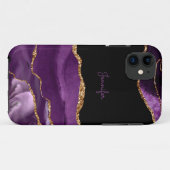 Coques Case-Mate iPhone Lilas Violet Moderne Cristal d'Agate Dorée Personn (Dos (Horizontal))