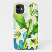 Coques Case-Mate iPhone Lilies blanches aquarelle  (Dos)