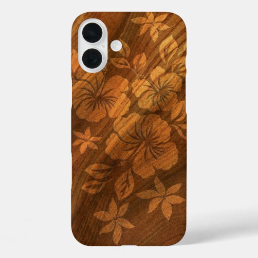 Coques Case-Mate iPhone Lilikoi Hibiscus Hawaiian Faux Wood Burl (Verso)