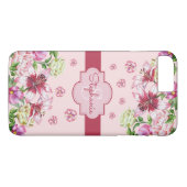 Coques Case-Mate iPhone Lily Peony Floral Blush Pink Monogramme rose (Dos (Horizontal))