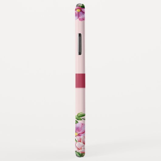 Coques Case-Mate iPhone Lily Peony Floral Blush Pink Monogramme rose (Dos/Droite)