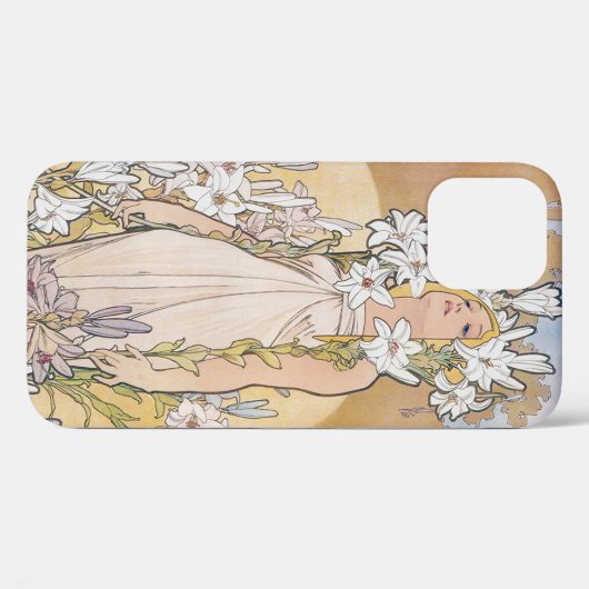 Coques Case-Mate iPhone Lily (Quatre Fleurs), Alphonse Mucha (Verso (horizontal))