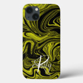 Coques Case-Mate iPhone Lime Agate Marbre Nom Abstrait Monogramme Nom (Verso)