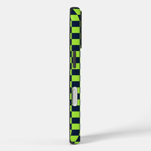 Coques Case-Mate iPhone Lime and navy checkerboard pattern (Verso / Droite)