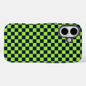 Coques Case-Mate iPhone Lime and navy checkerboard pattern (Verso (horizontal))