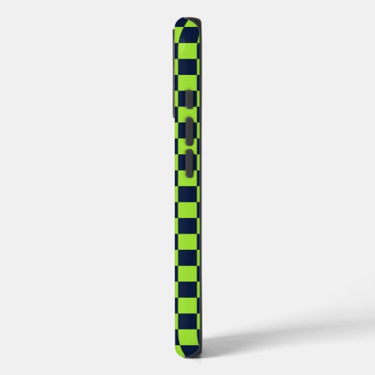 Coques Case-Mate iPhone Lime and navy checkerboard pattern (Verso / Gauche)