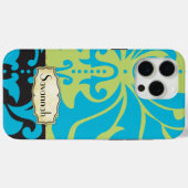 Coques Case-Mate iPhone Lime Aqua Gold Damask personnalisé (Verso (horizontal))