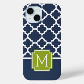 Coques Case-Mate iPhone Lime et marine arabesques Motif Personnalisé Monog (Verso)