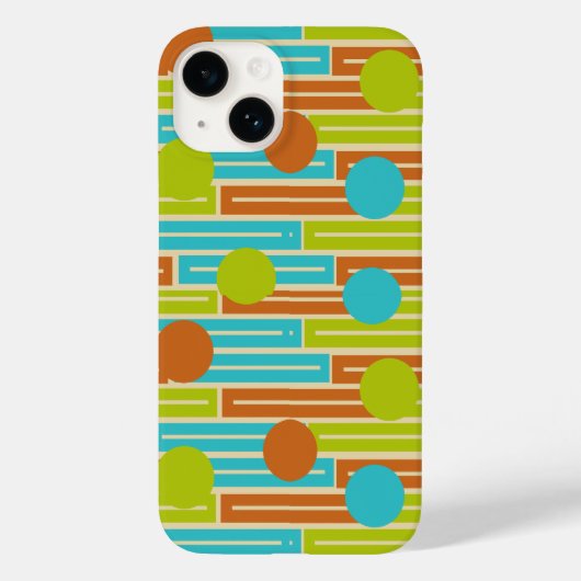 Coques Case-Mate iPhone Lime Green, Cinnamon Brown, Rectangles Turquoise (Verso)