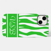 Coques Case-Mate iPhone Lime Green Zebra Imprimer avec monogramme (Verso (horizontal))