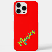 Coques Case-Mate iPhone Lime jaune 3D Azure Nom | Drôle Rouge brillant (Verso)