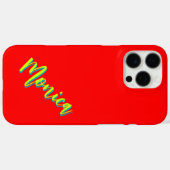 Coques Case-Mate iPhone Lime jaune 3D Azure Nom | Drôle Rouge brillant (Verso (horizontal))