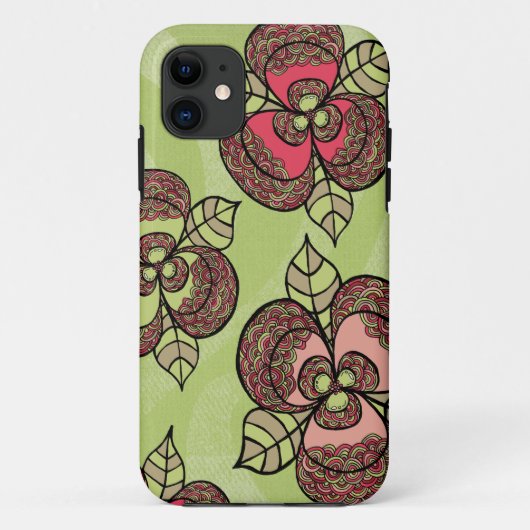 Coques Case-Mate iPhone Lime Scarlet Floral Dames Art (Dos)