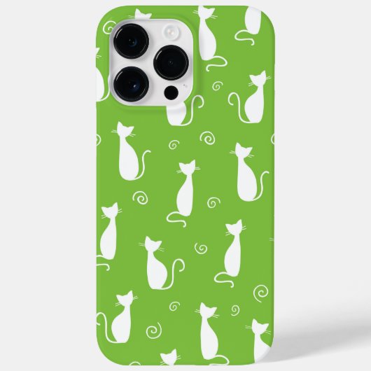 COQUES Case-Mate iPhone LIME VERT AVEC MOTIF CHAT SITTTE BLANC (Verso)