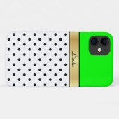 Coques Case-Mate iPhone Lime vert brillant et gras, or, blanc points noirs (Dos (Horizontal))