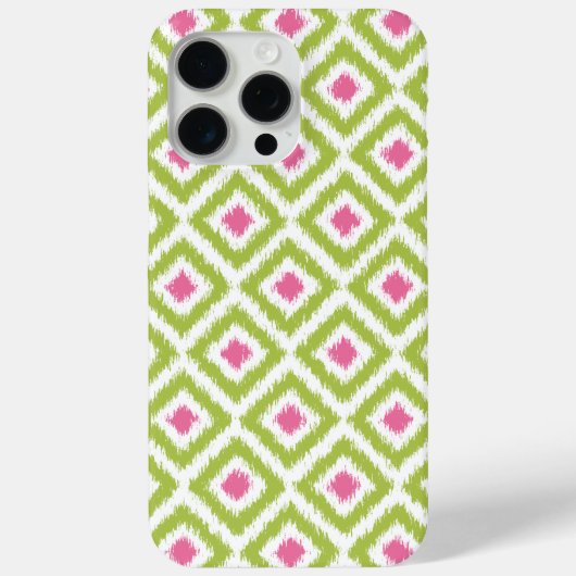 Coques Case-Mate iPhone Lime Vert et rose Diamant Motif Ikat (Verso)