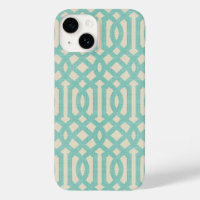Lin rustique Beige et Aqua Trellis