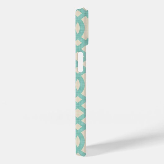 Coques Case-Mate iPhone Lin rustique Beige et Aqua Trellis (Verso / Droite)