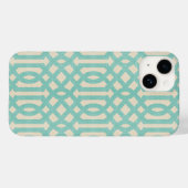 Coques Case-Mate iPhone Lin rustique Beige et Aqua Trellis (Verso (horizontal))