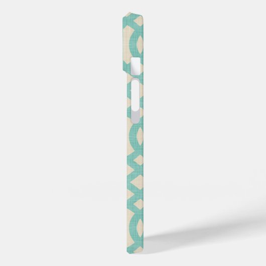 Coques Case-Mate iPhone Lin rustique Beige et Aqua Trellis (Verso / Gauche)