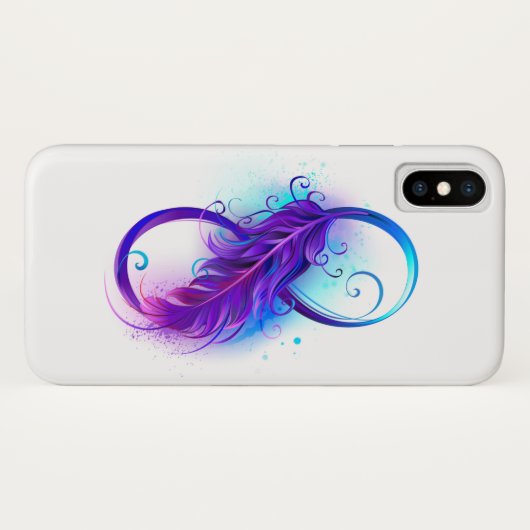 Coques Case-Mate iPhone L'infini avec plume violette (Dos (Horizontal))