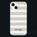 Coques Pour iPhone Linge Beige et Noir Classic rayures Monogramme<br><div class="desc">Protégez votre téléphone avec style grâce à ce coque iphone rayé classique, doté d'un motif rayé intemporel et d'un nom ou d'un monogramme personnalisé pour une touche sophistiquée. Choisissez parmi une variété de couleurs et de polices pour correspondre à votre esthétique, que vous préfériez les tons audacieux, pastel ou neutres....</div>