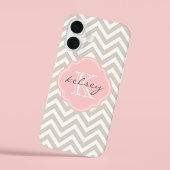 Coques Case-Mate iPhone Linge Beige et rose Chevron Personnalisé Monogramm