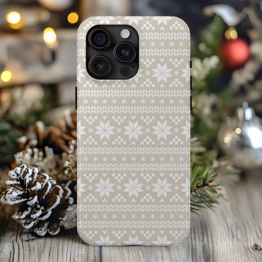 Coques Case-Mate iPhone Linge Beige Fair Isle Sweat Motif de Noël
