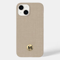Linge Beige moderne Monogramme or brossé