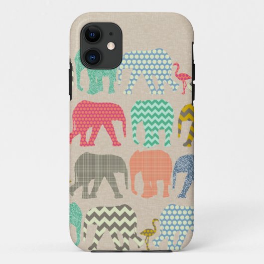 Coques Case-Mate iPhone linge de maison éléphants et flamants (Dos)