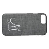 Coques Case-Mate iPhone Linge gris foncé Monogramme blanc (Dos (Horizontal))