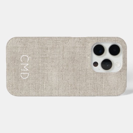 Coques Case-Mate iPhone Linge Tissu naturel INITIALES intemporel design ch (Verso (horizontal))
