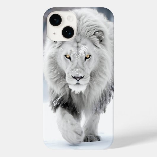 Coques Case-Mate iPhone Lion blanc majestueux en hiver Wonderland Design (Verso)