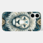 Coques Case-Mate iPhone Lion blanc Turquoise Floral bleu Majestic (Verso (horizontal))